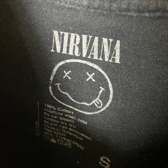Nirvana Graphic Tee Smiley Face Black Adult Extra Small Unisex Fit - Picture 4 of 12
